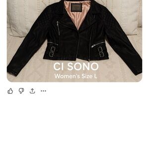 Ci Sono Women's Black Quilted Leather Jacket